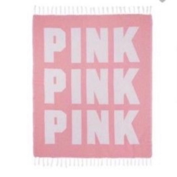 VS Pink Logo Fringe Beach Festival Blanket Pink - Picture 2 of 3